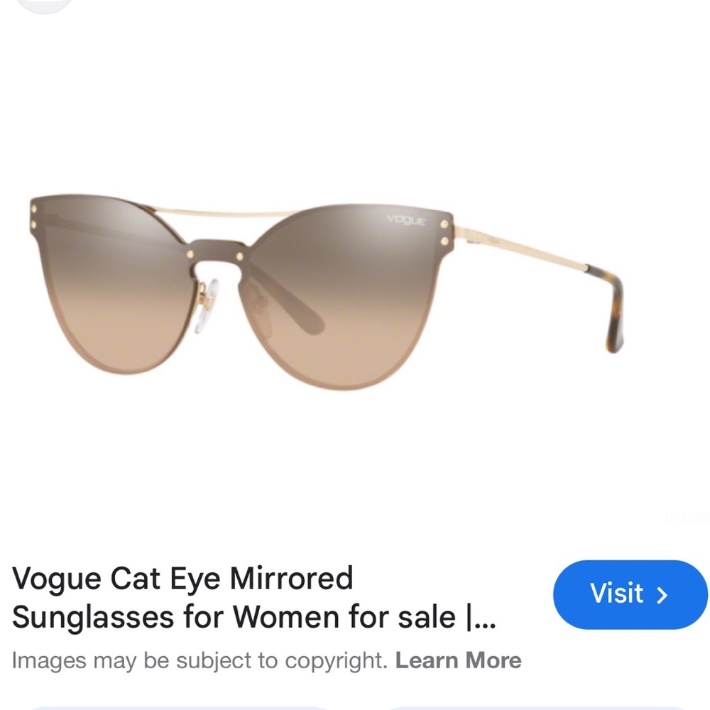 Vogue Gold Cat Eye Sunglasses with Mirrored Lenses